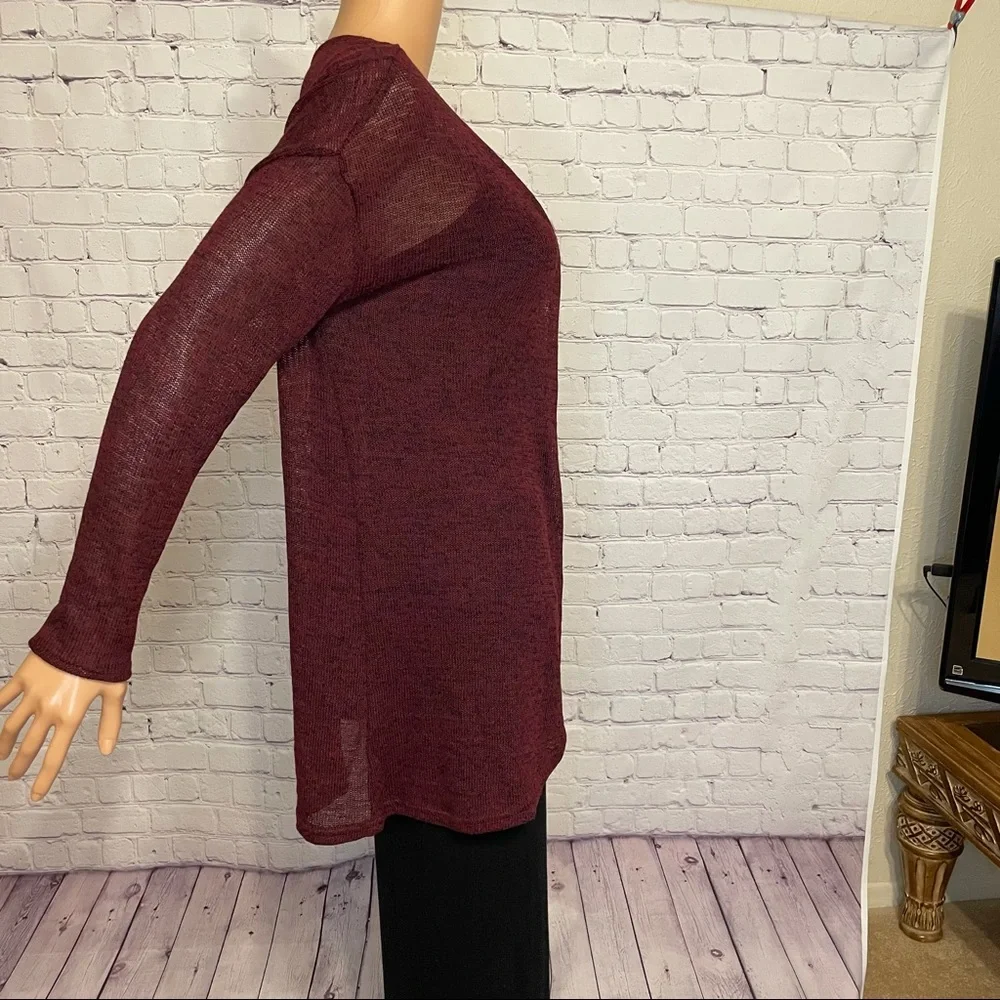 H & M Light maroon draped open front sweater size small boho
